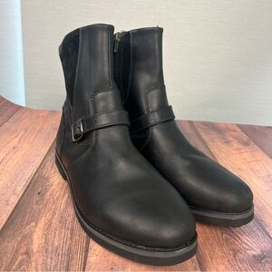 L.L. Bean Women's 11 W Black Leather Zip Up Moto Boots Booties